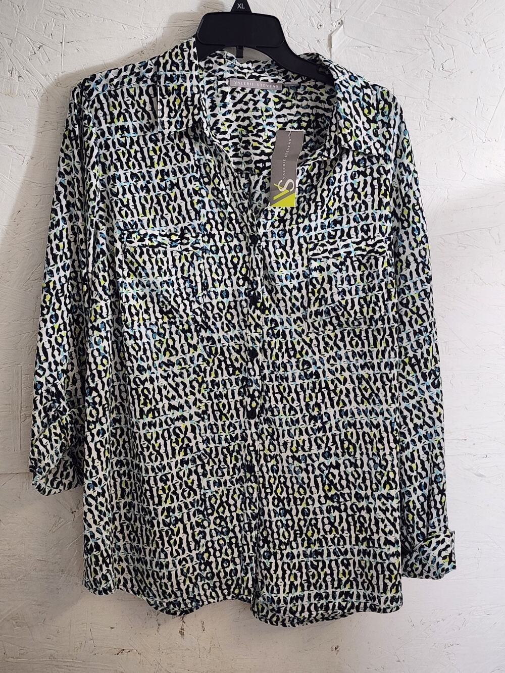 Valeri Stevens Womens Blouse Geomtric Colorful XL NWT